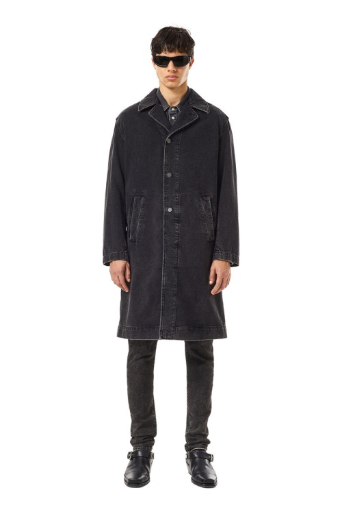 D-Roku-Long Car Coat Diesel Black/Dark Grey