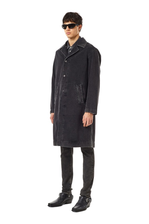 D-Roku-Long Car Coat Diesel Black/Dark Grey