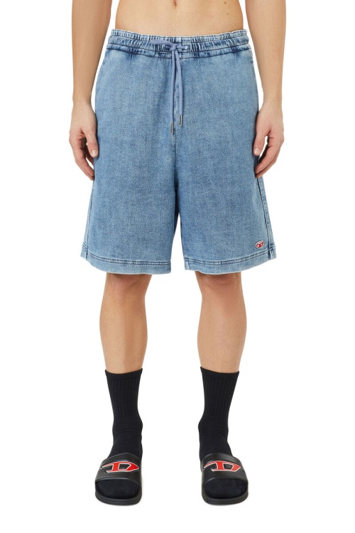 D-Boxy Track Denim Shorts Diesel In Light Blue