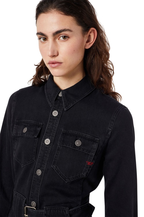 De-Minty Belted Mini-Dress Diesel Black/Dark Grey