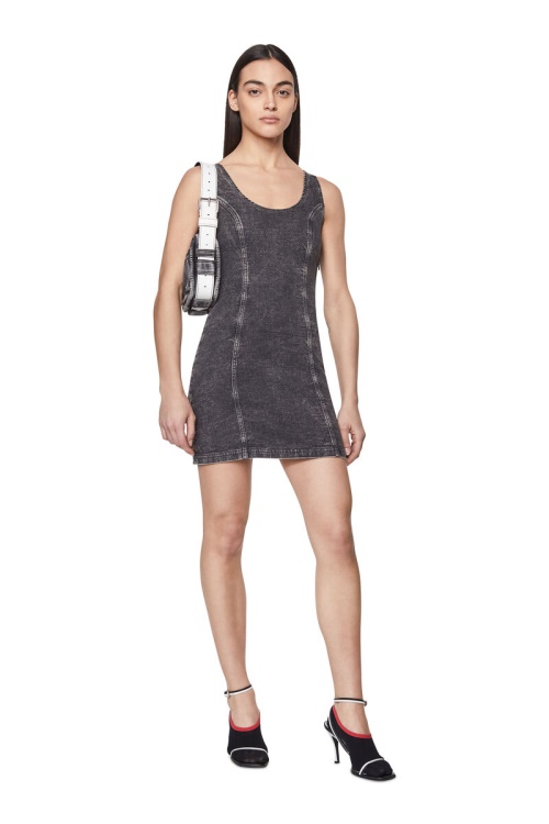Black/Dark Grey D-Venus Track Denim Tank Dress Diesel