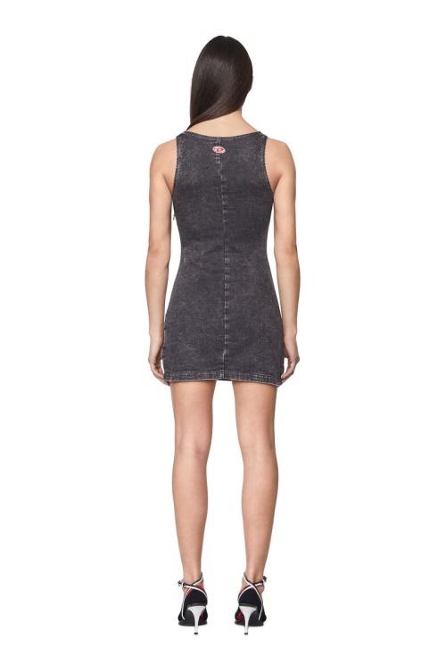 Black/Dark Grey D-Venus Track Denim Tank Dress Diesel