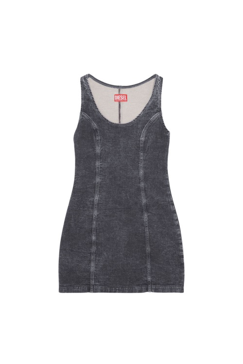 Black/Dark Grey Diesel D-Venus Track Denim Tank Dress