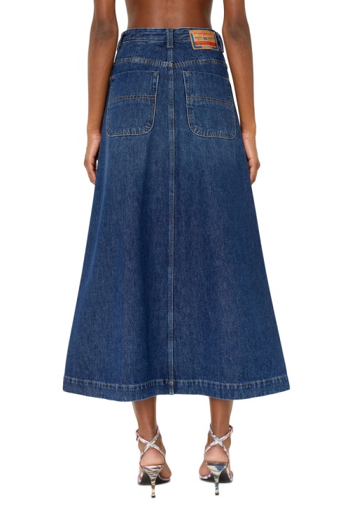 Dark Blue Diesel De-Albus-L A-Line Long Skirt