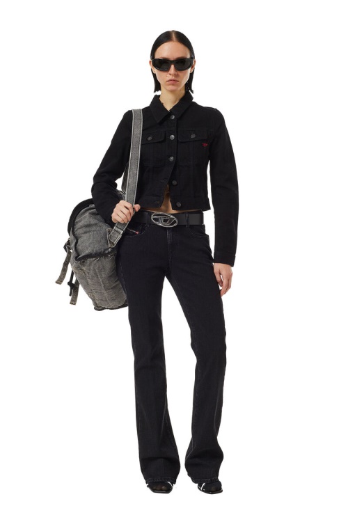 Diesel De-Slimmy Trucker Jacket In Black/Dark Grey