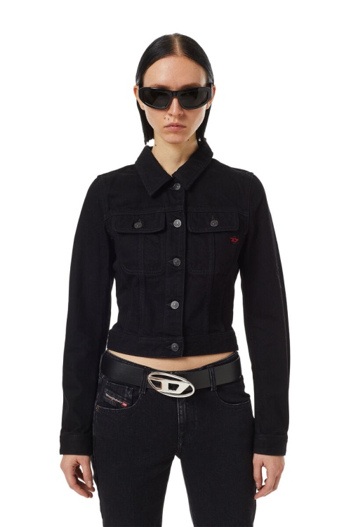 Diesel De-Slimmy Trucker Jacket In Black/Dark Grey