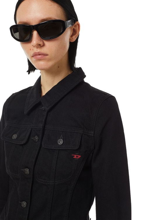 Diesel De-Slimmy Trucker Jacket In Black/Dark Grey