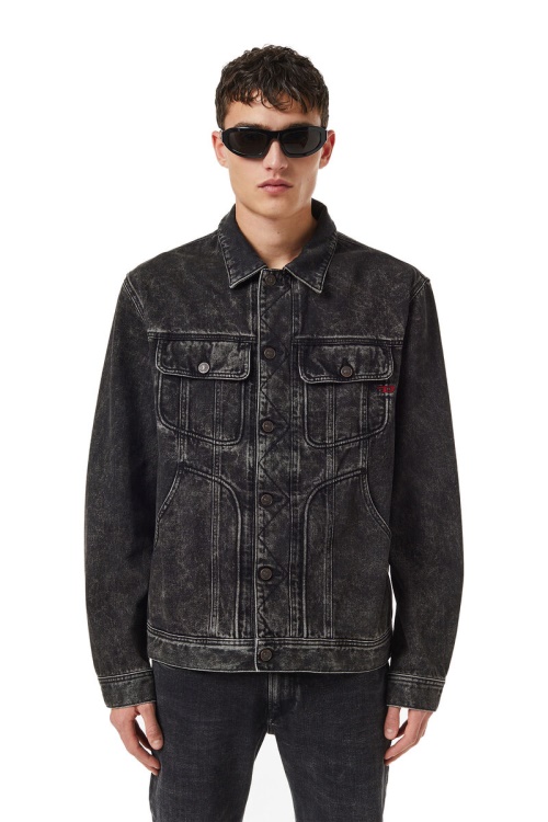 D-Riley Trucker Jacket Diesel In Black/Dark Grey