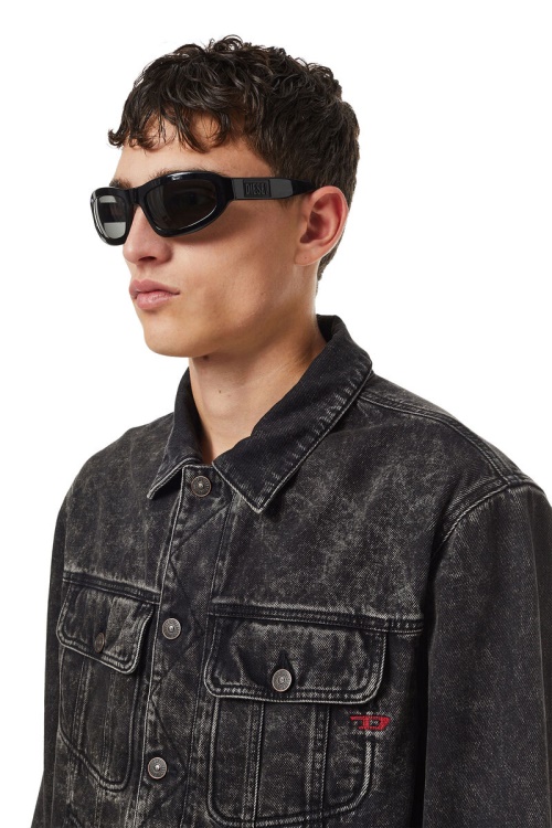 D-Riley Trucker Jacket Diesel In Black/Dark Grey