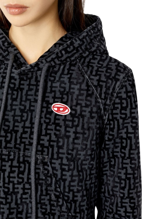 Black Diesel D-Angy Track Denim Hoodie