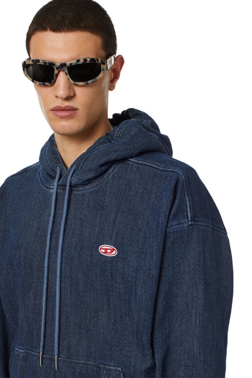 D-Um-Rib Track Denim Hoodie Diesel In Dark Blue