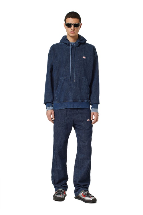 Diesel D-Um-Rib Track Denim Hoodie Dark Blue