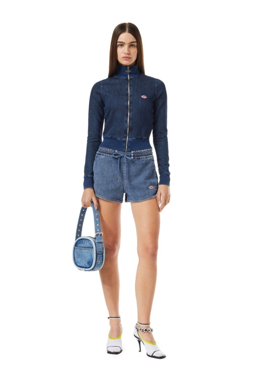 Dark Blue Diesel D-Emy Track Denim Sweatshirt