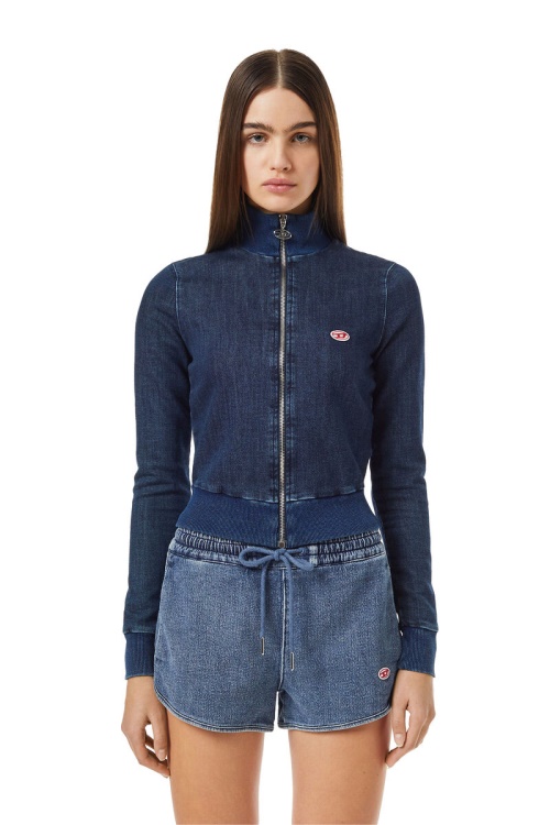 Dark Blue Diesel D-Emy Track Denim Sweatshirt