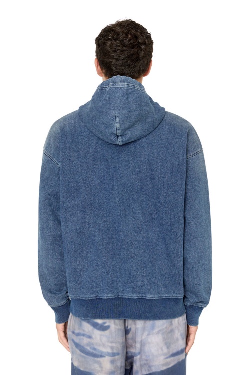 Medium Blue Diesel D-Um-Rib Track Denim Hoodie