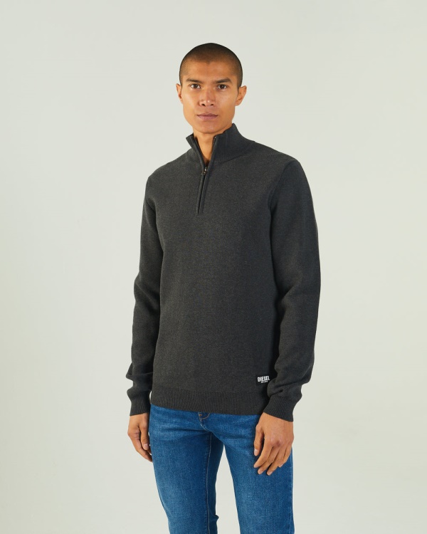Colter Half Zip Charcoal Marl Diesel Dark Grey