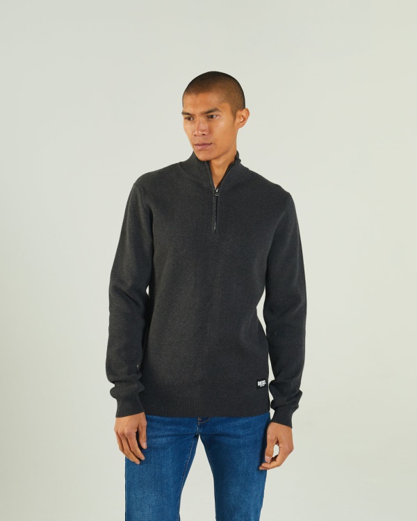 Colter Half Zip Charcoal Marl Diesel Dark Grey