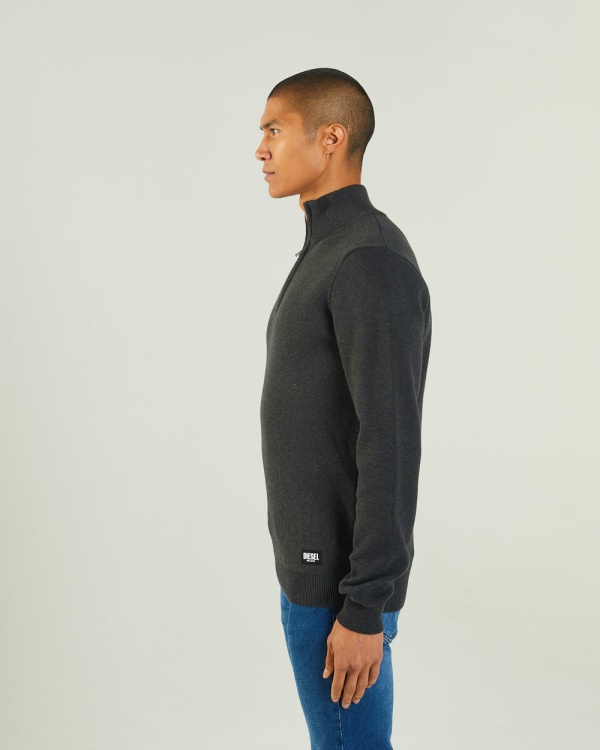 Colter Half Zip Charcoal Marl Diesel Dark Grey