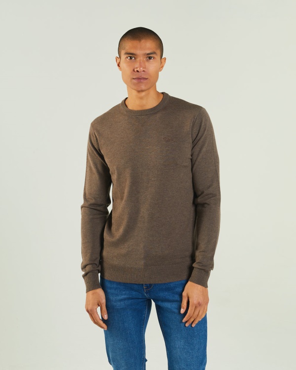 Diesel Dylan Round Neck Walnut Wood Marl Brown