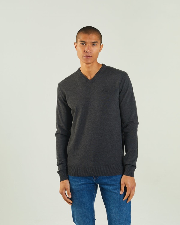 Tony V Neck Charcoal Marl Diesel Dark Grey