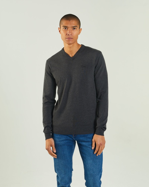 Tony V Neck Charcoal Marl Diesel Dark Grey