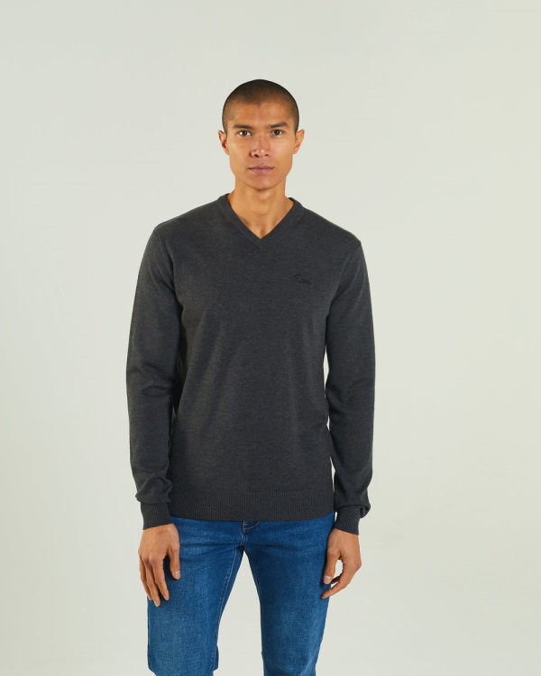 Tony V Neck Charcoal Marl Diesel Dark Grey