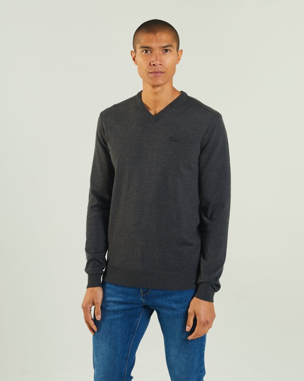 Tony V Neck Charcoal Marl Diesel Dark Grey
