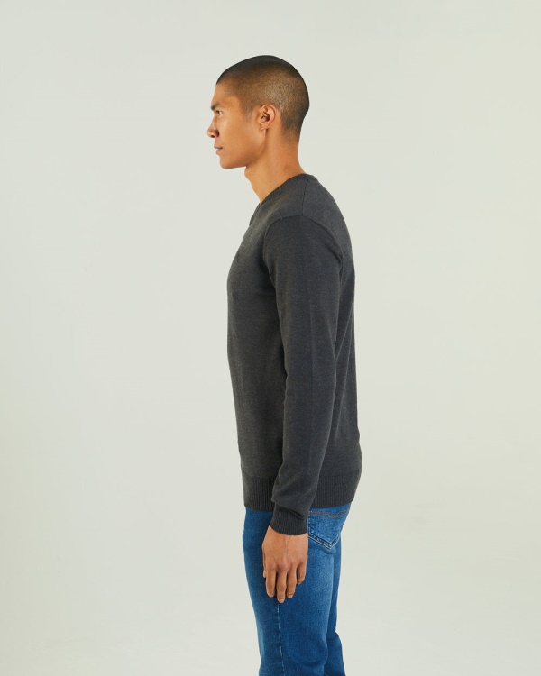 Tony V Neck Charcoal Marl Diesel Dark Grey