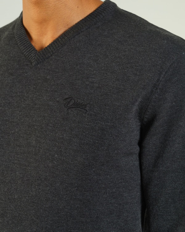 Tony V Neck Charcoal Marl Diesel Dark Grey