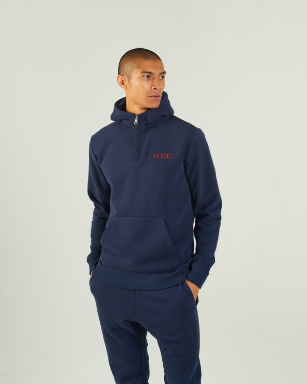 Diesel Hagen Half-Zip Hood Navy Blazer