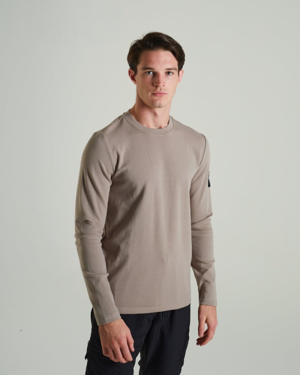 Grey Diesel Olympic Ls Tee Stone Biscuit