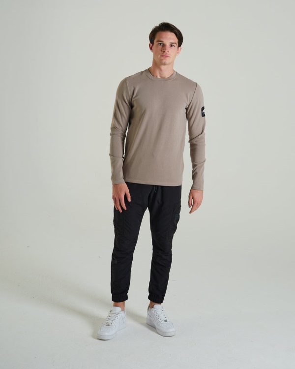 Grey Diesel Olympic Ls Tee Stone Biscuit