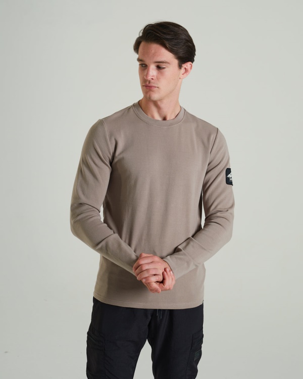 Grey Diesel Olympic Ls Tee Stone Biscuit