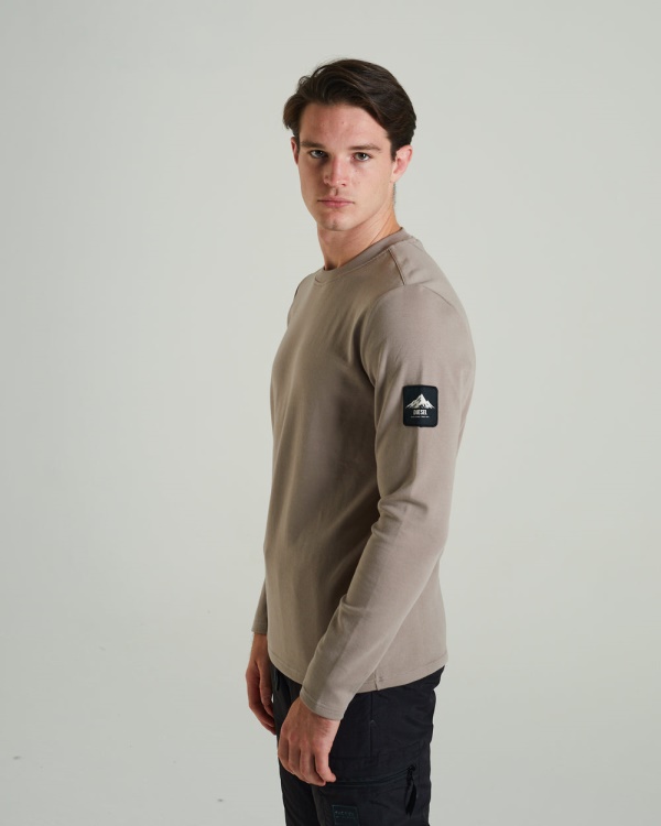 Grey Diesel Olympic Ls Tee Stone Biscuit