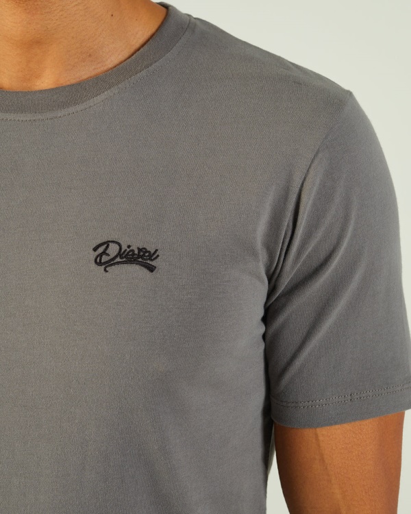 Grey Basic Scott O Neck Tee Rock Climb Diesel