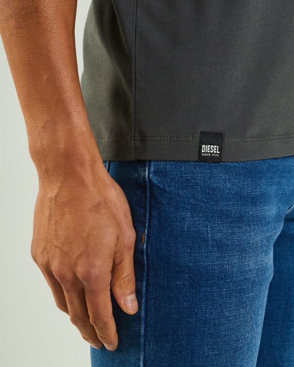 Green Basic Scott V Neck Tee Pine Green Diesel