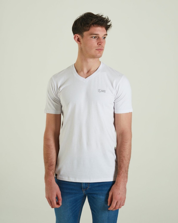 White Basic Scott V Neck Tee Optic Diesel
