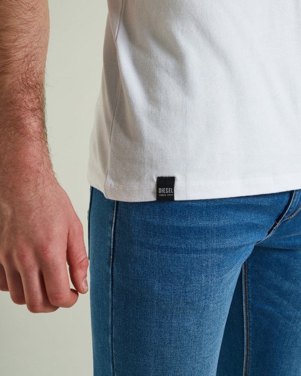 White Basic Scott V Neck Tee Optic Diesel