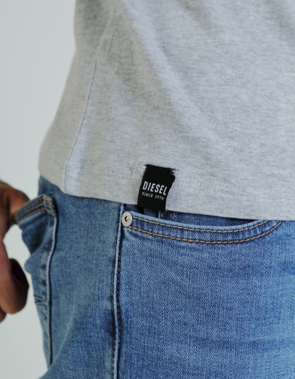 Light Grey Basic Scott O Neck Tee Pebble Diesel