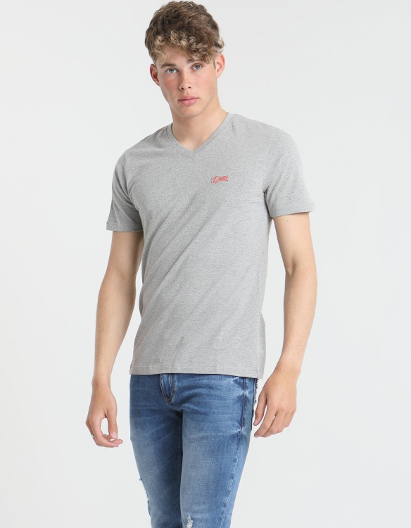 Basic Scott V Neck Tee Quarry Diesel Grey