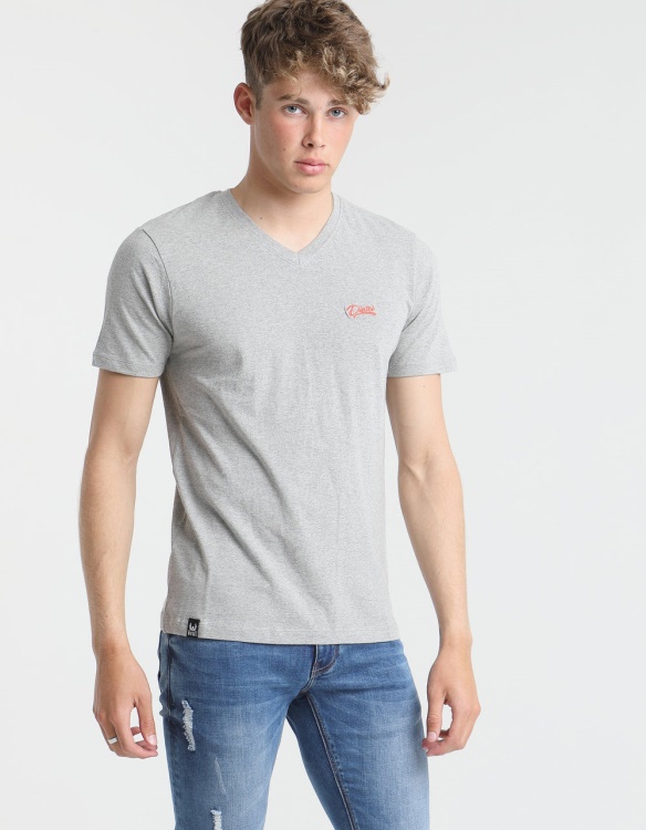 Basic Scott V Neck Tee Quarry Diesel Grey