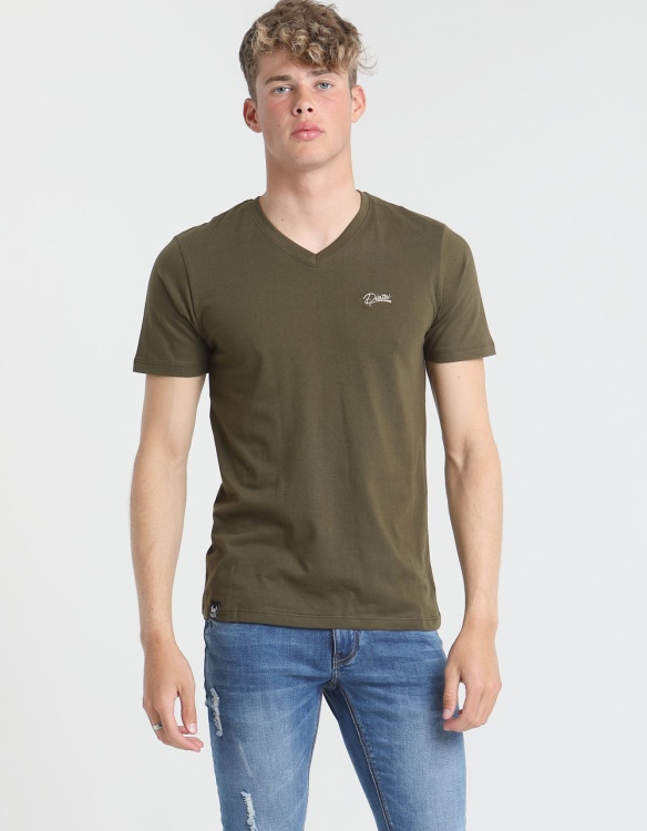 Khaki Diesel Basic Scott V Neck Tee Olive Night