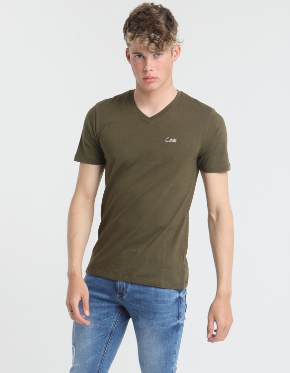 Khaki Diesel Basic Scott V Neck Tee Olive Night