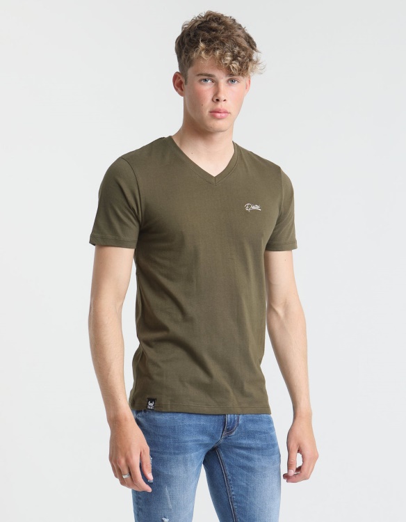 Khaki Diesel Basic Scott V Neck Tee Olive Night