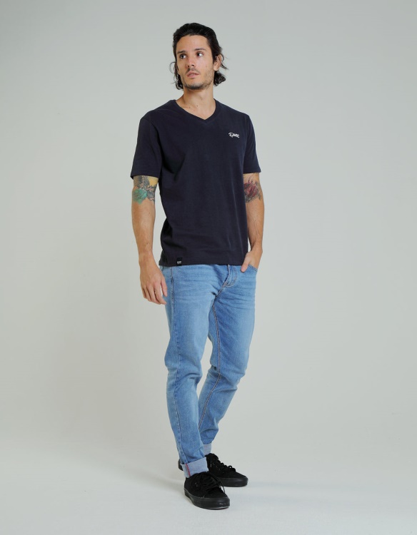 Basic Scott V Neck Tee Pure Diesel Navy