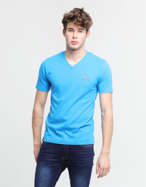 Basic Scott V Neck Tee Egyptian Diesel Blue