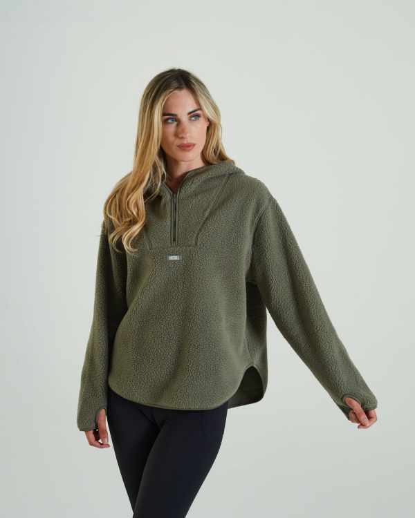 Diesel Bora Fleece Hood Olive Green Green