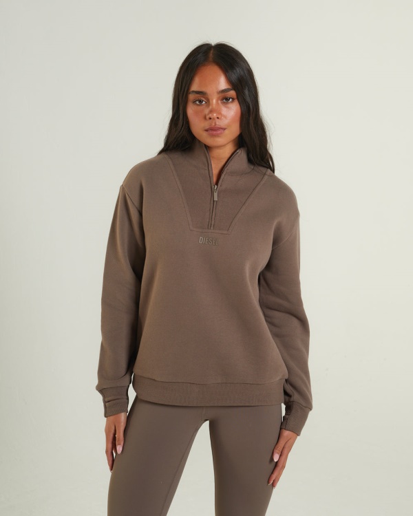 Brown Diesel Angel Half Zip Taupe