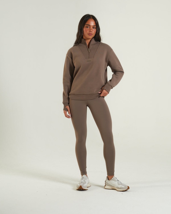 Brown Diesel Angel Half Zip Taupe