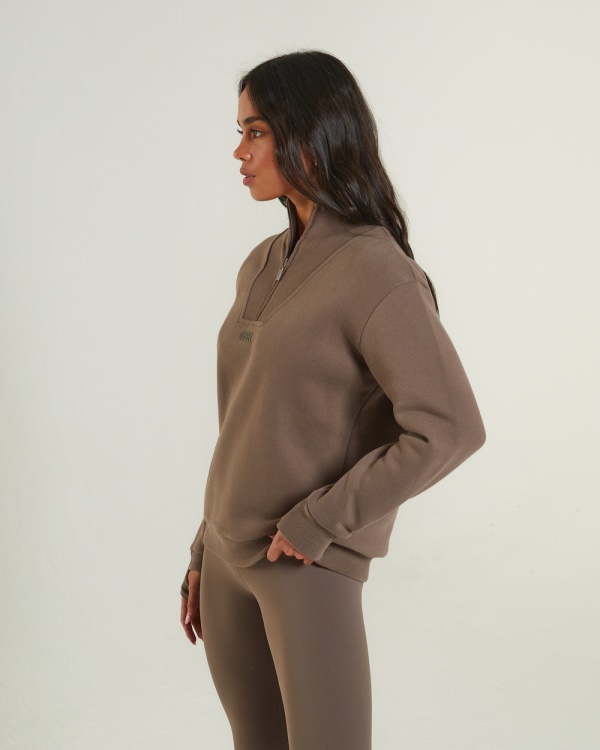 Brown Diesel Angel Half Zip Taupe